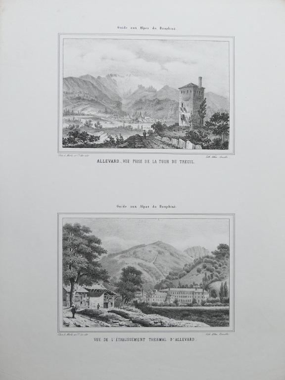 Guide aux Alpes du Dauphiné. Allevard, vue prise de la Tour du Treuil - Vue de l'Établissement thermal d'Allevard