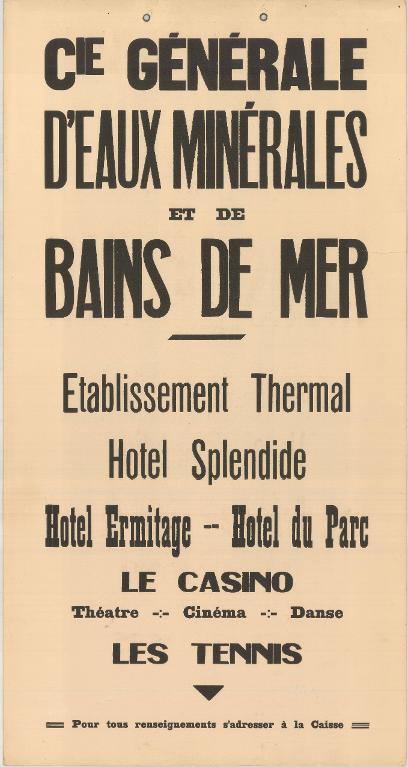 Affiche de la Compagnie Générale d'eaux minérales et de Bains de mer