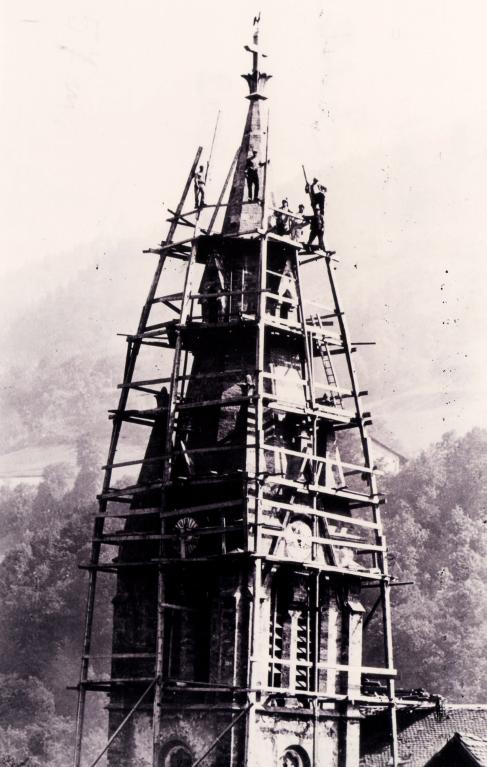 Travaux sur le clocher de l'église d'Allevard