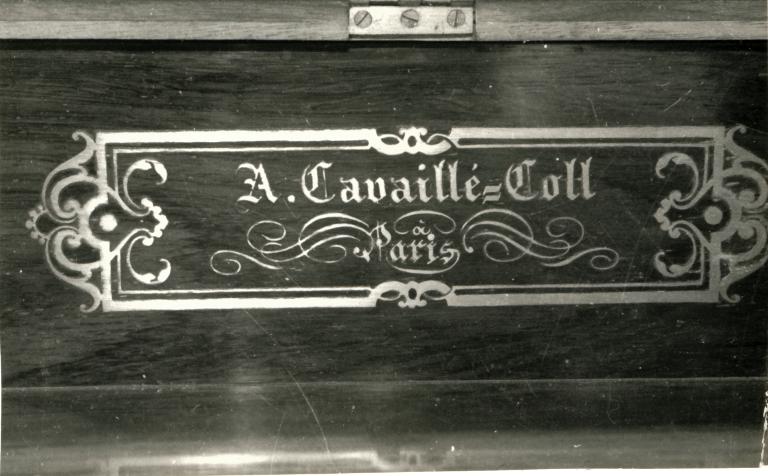 Signature de l'orgue de l'église Saint Marcel