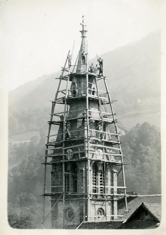 Travaux sur le clocher de l'église d'Allevard
