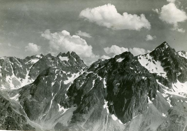 Vue du Crêt du Poulet : les Aiguilles de l'Argentière, Pics Badon, Rocher Blanc, Pyramide