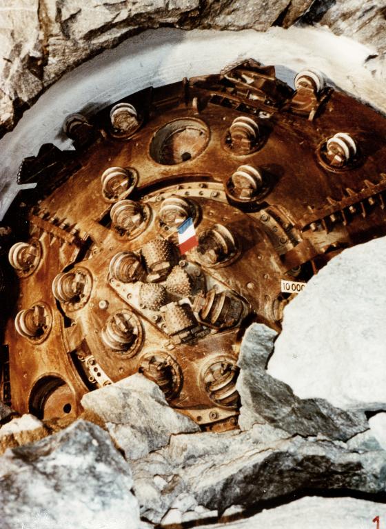 Chantier de l'aménagement de la STEP Arc-Isère : la tête du tunnelier