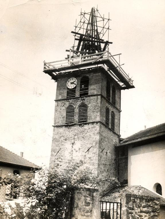 Travaux sur le clocher de l'église de la Chapelle-du-Bard