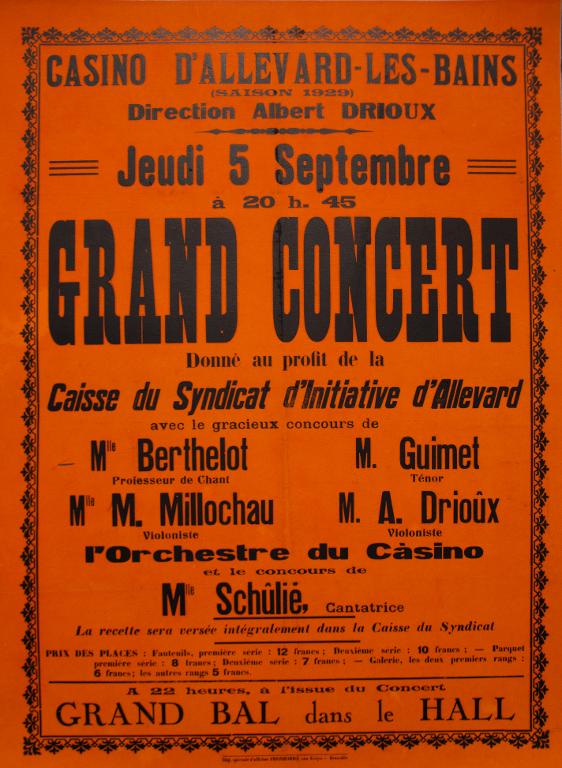 Affiche - Casino d'Allevard-les-Bains, Grand concert